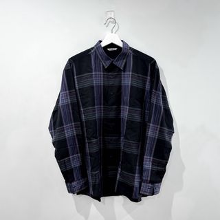 AURALEE 21ss シルクウールポリエステル　半袖シャツ ブルー