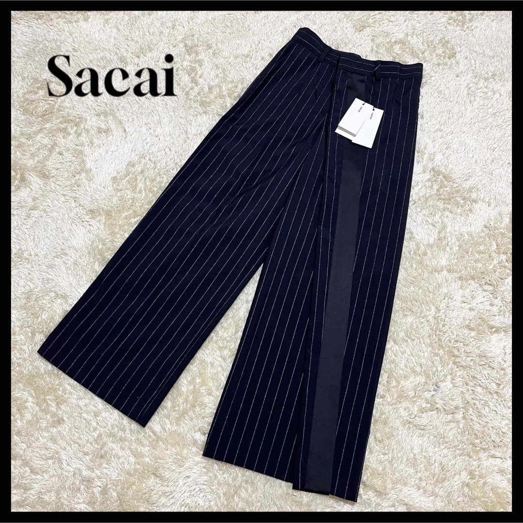 Sacai ネイビーストライプトラウザーズメンズ