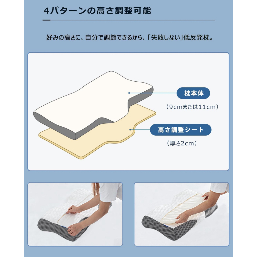 早い者勝ち❣️低反発枕 首が痛くならない まくら 枕 高め 寝違えない インテリア/住まい/日用品の寝具(枕)の商品写真