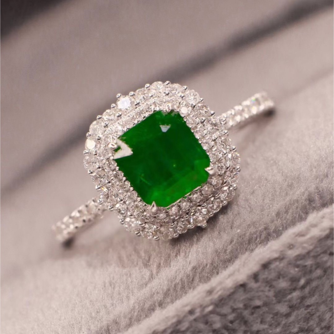 天然 エメラルド ダイヤ  リング1.1ct k18 ¥ レディースのアクセサリー(リング(指輪))の商品写真