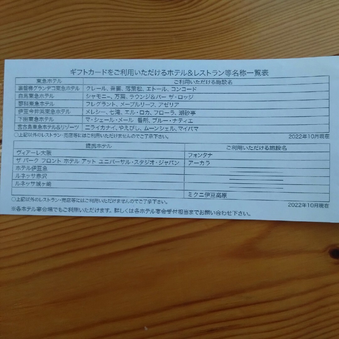 東急ホテルズ　商品券 チケットの優待券/割引券(宿泊券)の商品写真