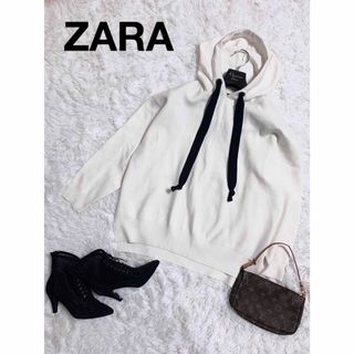 ザラ(ZARA)のZARAザラ バイカラー オーバーサイズ プルオーバーパーカー 新品(パーカー)