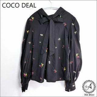 ココディール(COCO DEAL)のCOCO DEAL レディース 長袖 バルーン ボウタイブラウス 花柄 刺繍 M(シャツ/ブラウス(長袖/七分))