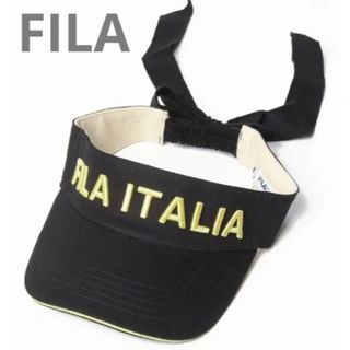 フィラ(FILA)のフィラ　ゴルフ　レディース　イエロー　ロゴ　無地　サンバイザー　ブラック(ウエア)