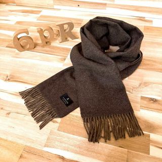 ランバンコレクション(LANVIN COLLECTION)の【ランバン】LANVIN カシミヤ100％ マフラー フリンジ 茶 ブラウン(マフラー/ショール)