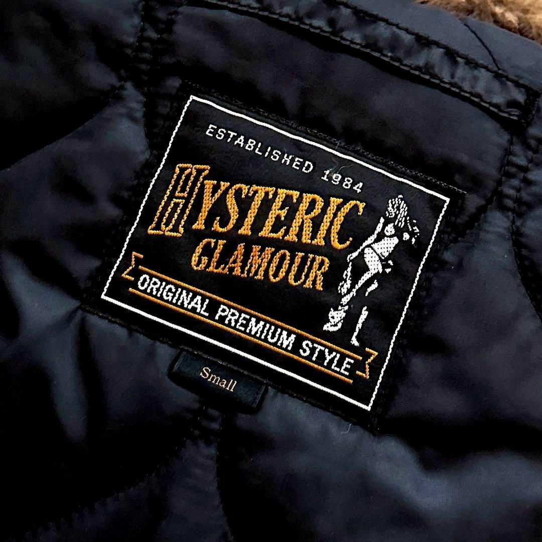 HYSTERIC GLAMOUR(ヒステリックグラマー)の激レア【ヒステリックグラマー】ファー フード ワッペン ボア ジャケット S 黒 メンズのジャケット/アウター(その他)の商品写真