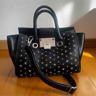 ジミーチュウ(JIMMY CHOO)のJIMMY CHOO ジミーチュウ ライリーS マルチカラーストーン 黒(ハンドバッグ)