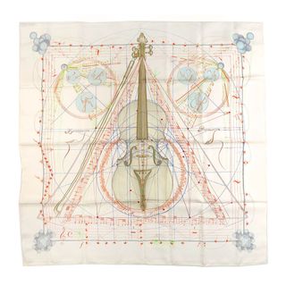 エルメス(Hermes)のエルメス カレ 90 La Musique des Spheres レディース ホワイト HERMES 【中古】 【アパレル・小物】(スカーフ)