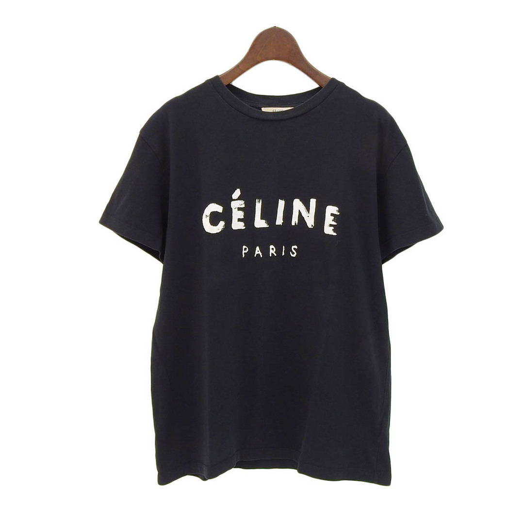 celine(セリーヌ)のセリーヌ ペイント ロゴ Tシャツ メンズ ブラック CELINE 【中古】 【アパレル・小物】 メンズのトップス(Tシャツ/カットソー(半袖/袖なし))の商品写真