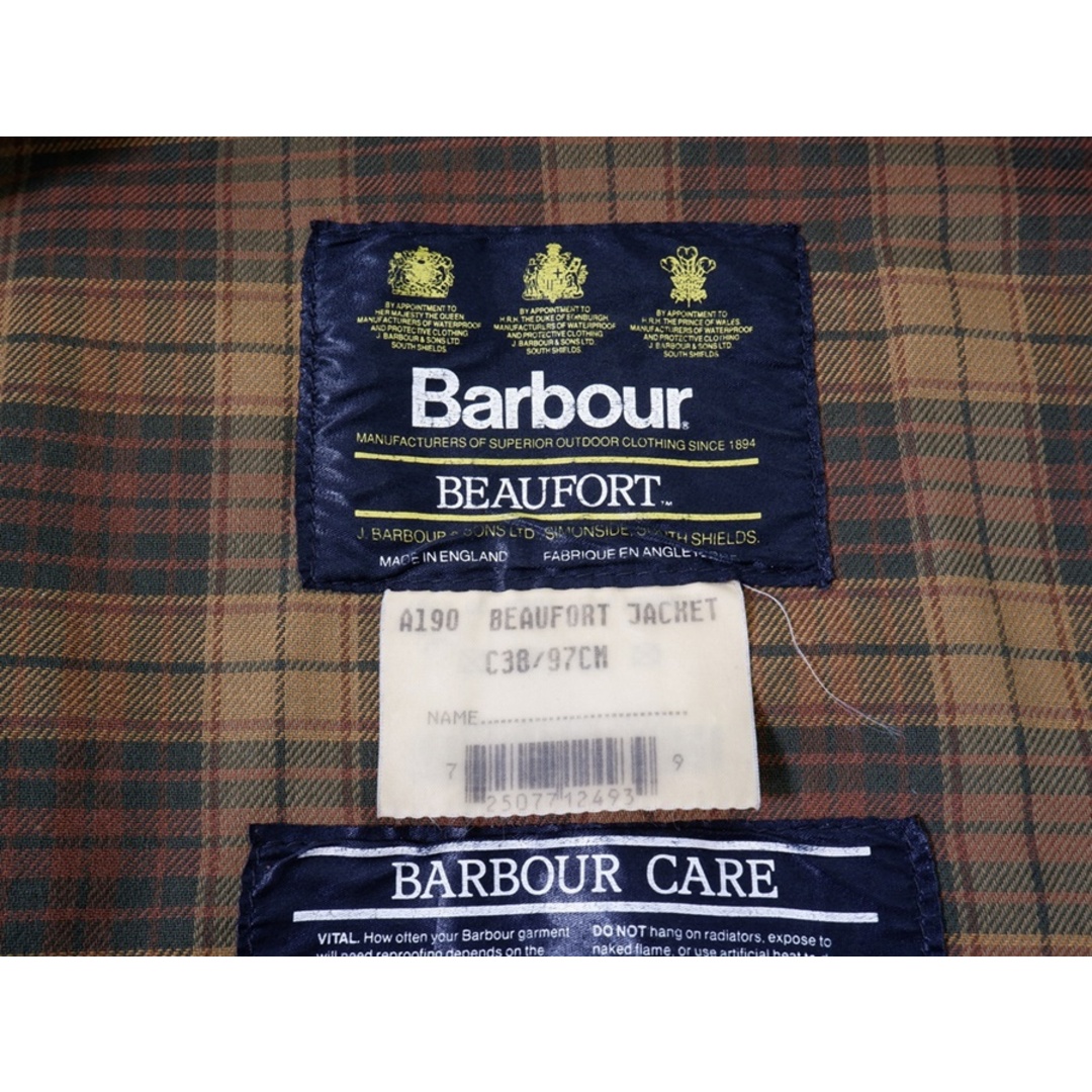 Barbour/バブアー 94年製 旧3ワラントタグ BEAUFORTビューフォート オイルドジャケット【38】【MJKA73815】 メンズのジャケット/アウター(その他)の商品写真