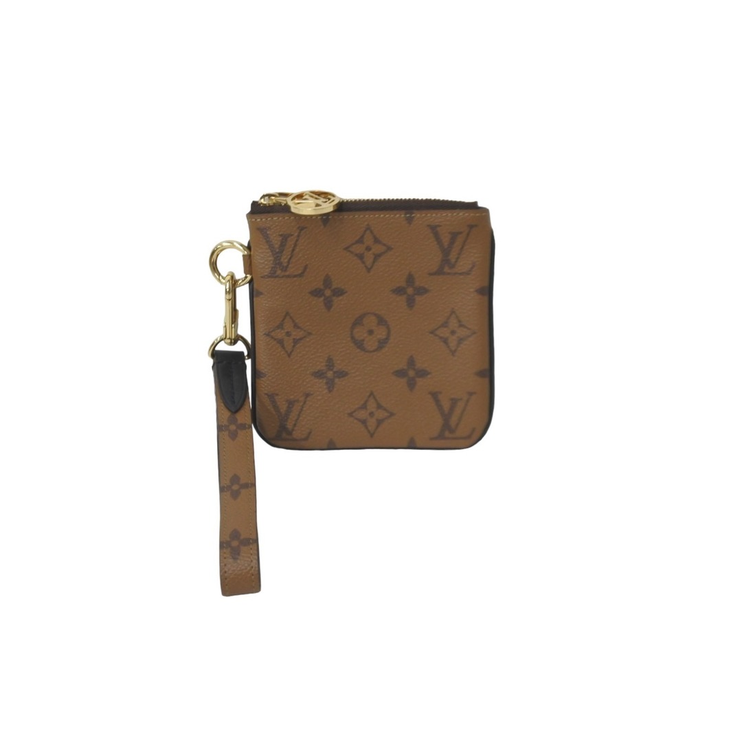 開閉式極美品 LOUIS VUITTON ルイヴィトン モノグラム リバース ポシェットトリオ ポーチ 一部分 M68756 ブラウン ロゴ  59526