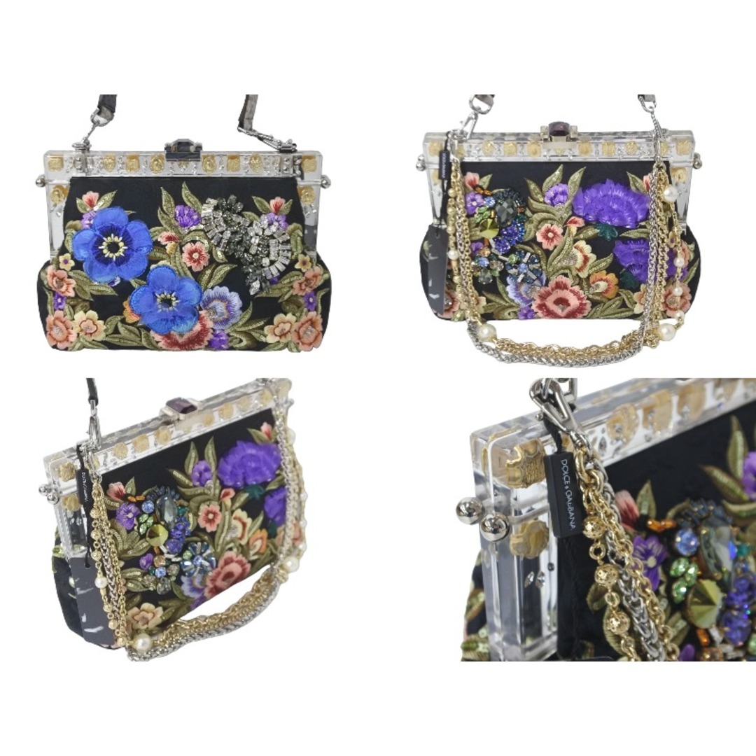 DOLCE&GABBANA(ドルチェアンドガッバーナ)のDOLCE&GABBANA ドルチェアンドガッバーナ 2WAYハンドバッグ ヴァンダ フローラル 刺繍 パイソン PVC ビスコース 美品 中古 59712 レディースのバッグ(ハンドバッグ)の商品写真