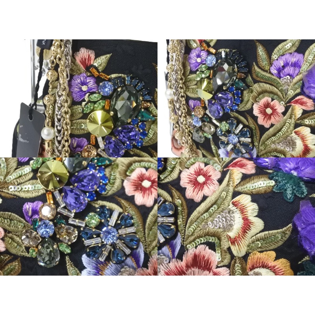 DOLCE&GABBANA(ドルチェアンドガッバーナ)のDOLCE&GABBANA ドルチェアンドガッバーナ 2WAYハンドバッグ ヴァンダ フローラル 刺繍 パイソン PVC ビスコース 美品 中古 59712 レディースのバッグ(ハンドバッグ)の商品写真