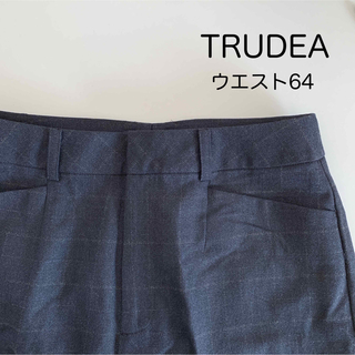 トゥルードゥー(TRUDEA)のTRUDEA チェック柄 パンツ ネイビー レディース S〜M(カジュアルパンツ)