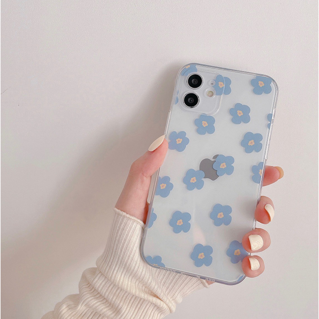 iPhone13mini 花柄 韓国 iPhoneフラワー かわいい ブルー スマホ/家電/カメラのスマホアクセサリー(iPhoneケース)の商品写真