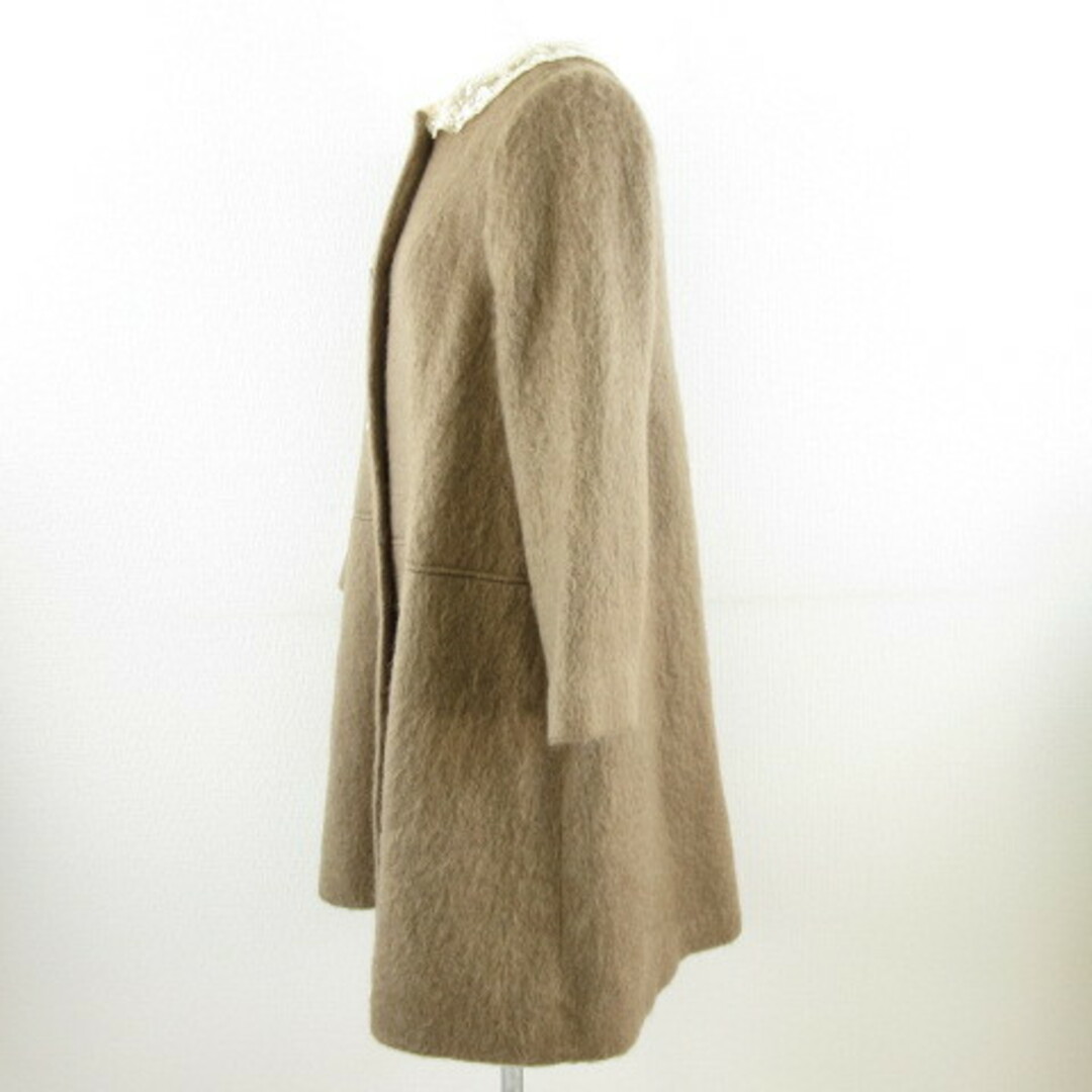 ネセセア nesessaire ノーカラーコート ロング 長袖 つけ襟 茶 F レディースのジャケット/アウター(ロングコート)の商品写真