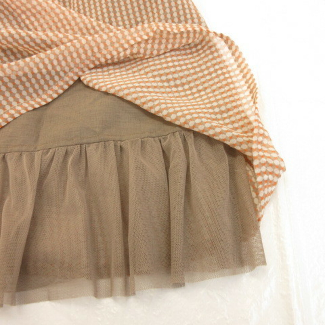 tiara(ティアラ)のティアラ Tiara フレアスカート ひざ丈 総柄 茶 オレンジ 42  レディースのスカート(ひざ丈スカート)の商品写真