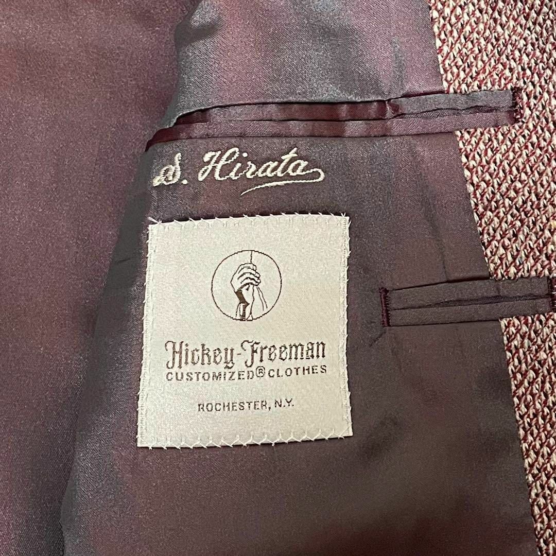専用米国老舗 ヒッキーフリーマン シルク混 ツイードジャケット レッド L 美品 メンズのジャケット/アウター(テーラードジャケット)の商品写真