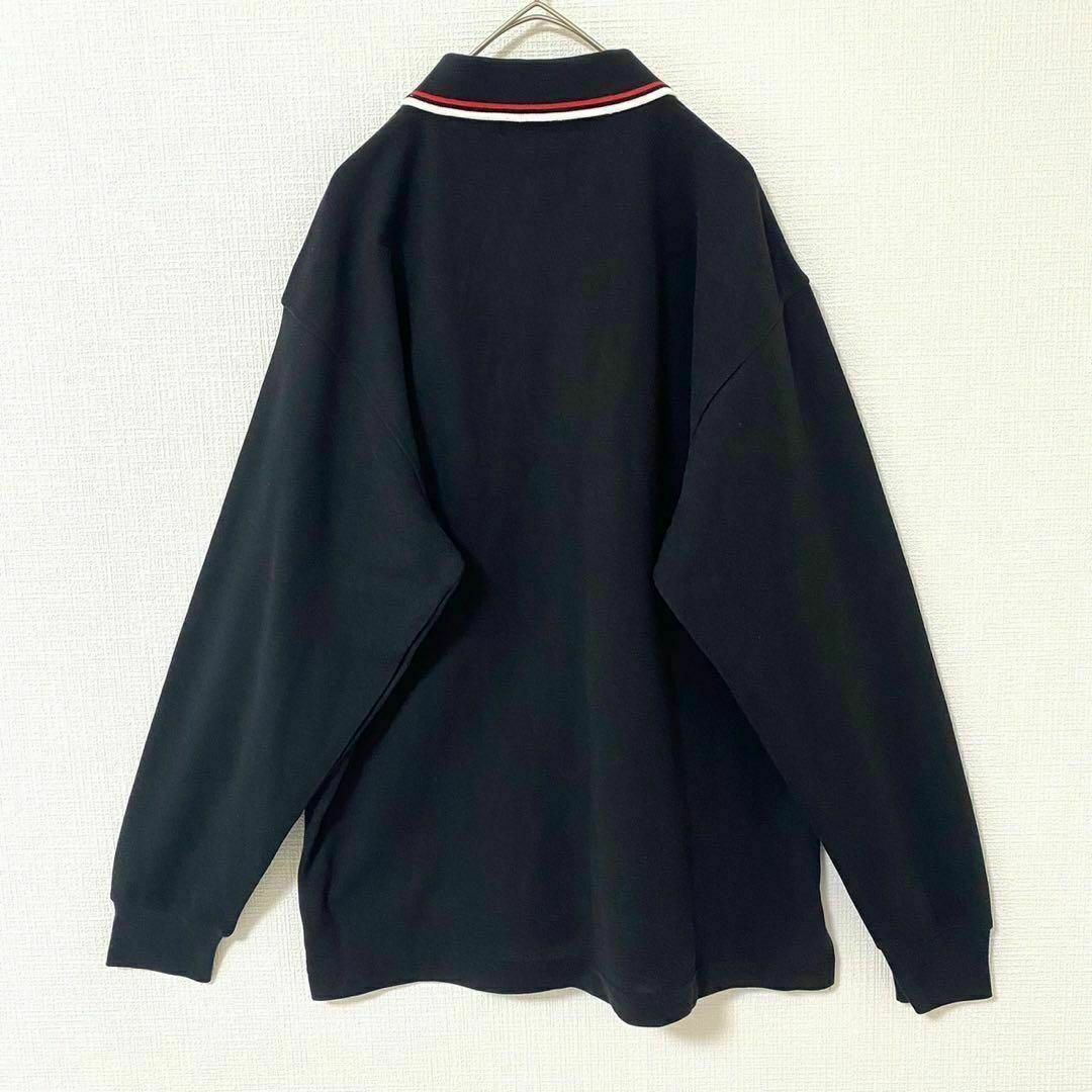natuRAL vintage(ナチュラルヴィンテージ)のポロシャツ 長袖 刺繍 太アーム L ブラック 黒 ヴィンテージ メンズのトップス(ポロシャツ)の商品写真