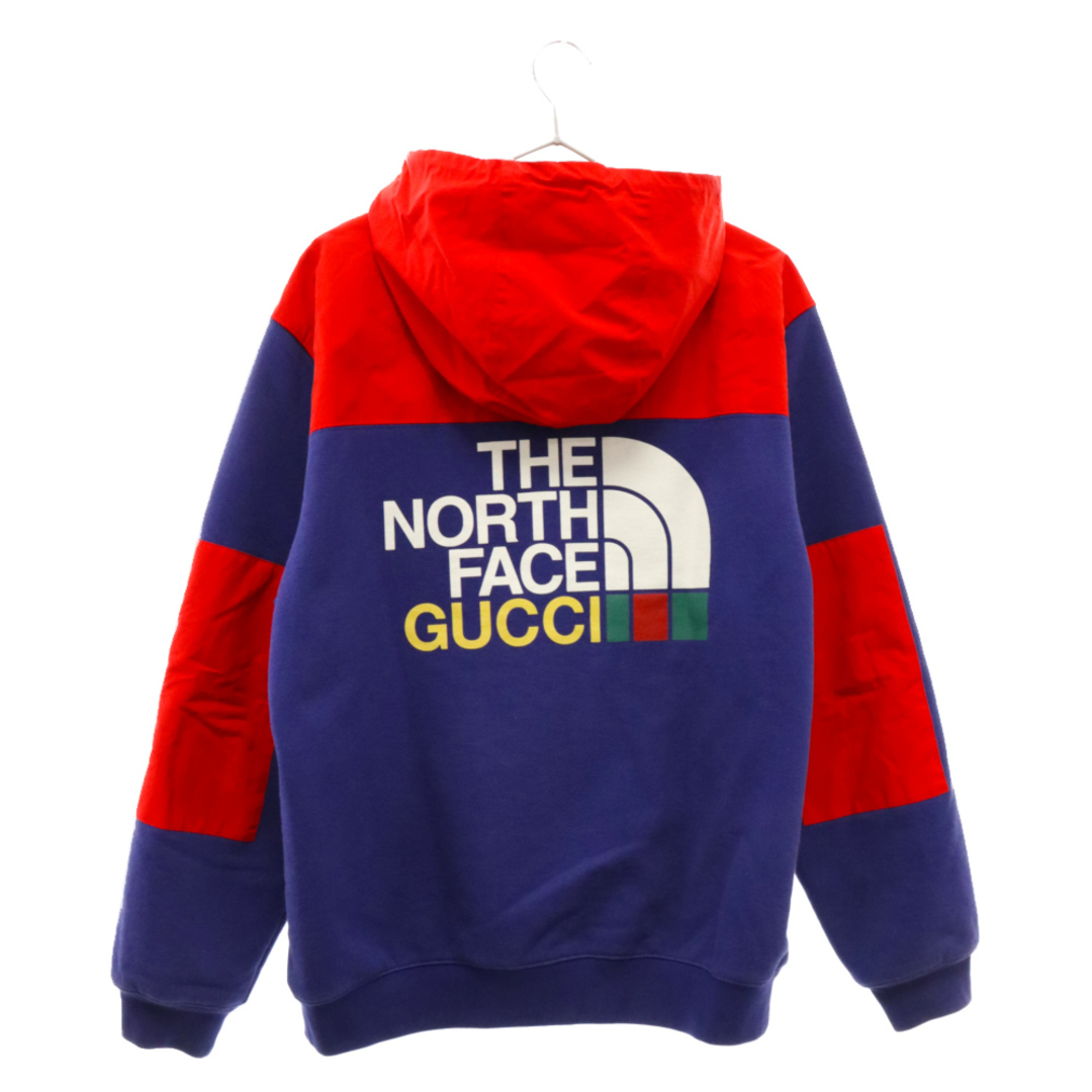 Gucci(グッチ)のGUCCI グッチ 21AW×THE NORTH FACE ジップジャケット ナイロン スウェット 切替 ジップアップジャケット パーカー 671462 XJDRN ブルー/レッド メンズのトップス(パーカー)の商品写真