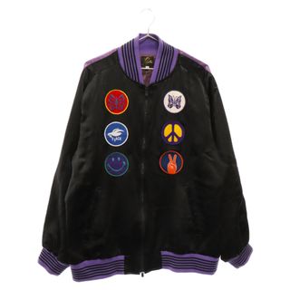 ニードルス(Needles)のNeedles ニードルス 23SS AWARD Jacket Acetate Sateen サテン地 アワード ジップアップ パッチワーク トラックジャケット ブラック/パープル MR195(フライトジャケット)