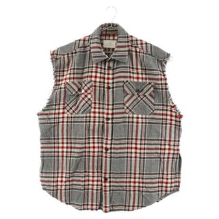 フィアオブゴッド(FEAR OF GOD)のFEAR OF GOD フィアオブゴッド Sleeveless Flannel ノースリーブ フランネル チェック シャツ レッド(Tシャツ/カットソー(半袖/袖なし))