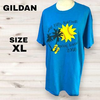 ギルタン(GILDAN)のGILDAN ギルダン　プリントTシャツ　XL 青　アメカジ　メンズ　レディース(Tシャツ(半袖/袖なし))
