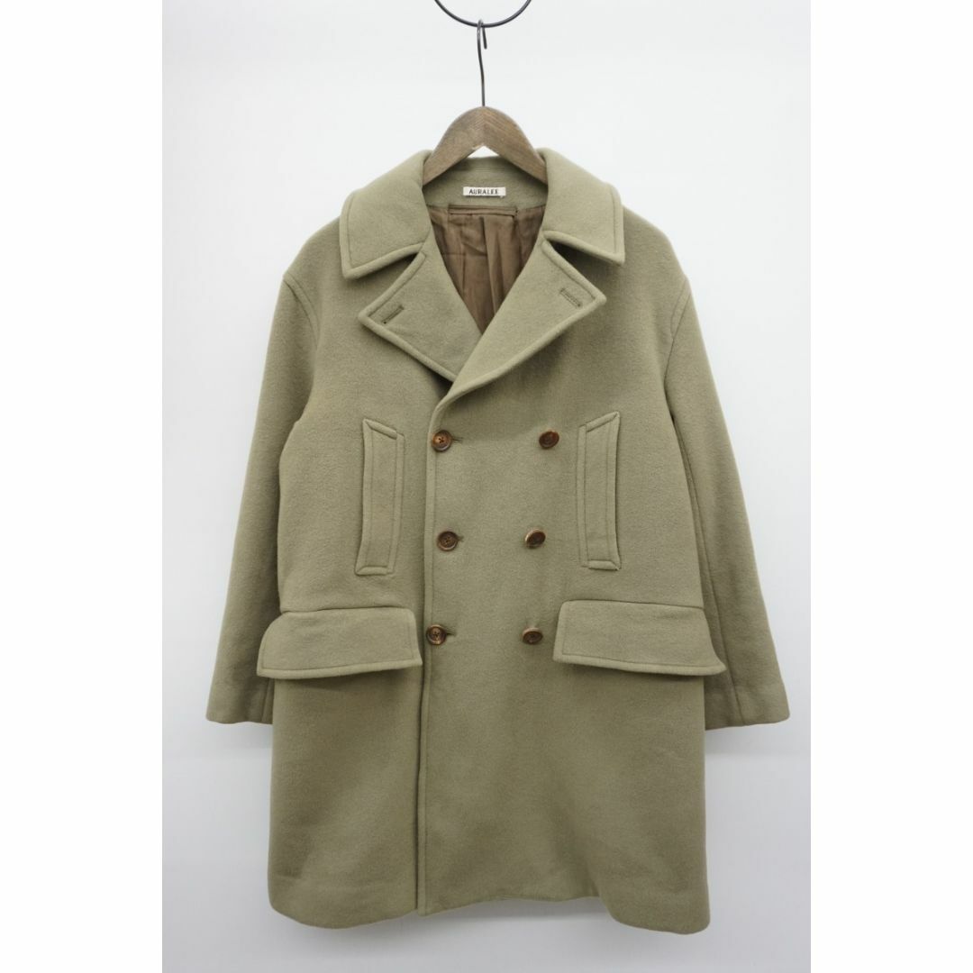 AURALEE(オーラリー)の18AW AURALEE ビーバー メルトン Pコート 薄緑123O▲ メンズのジャケット/アウター(ピーコート)の商品写真