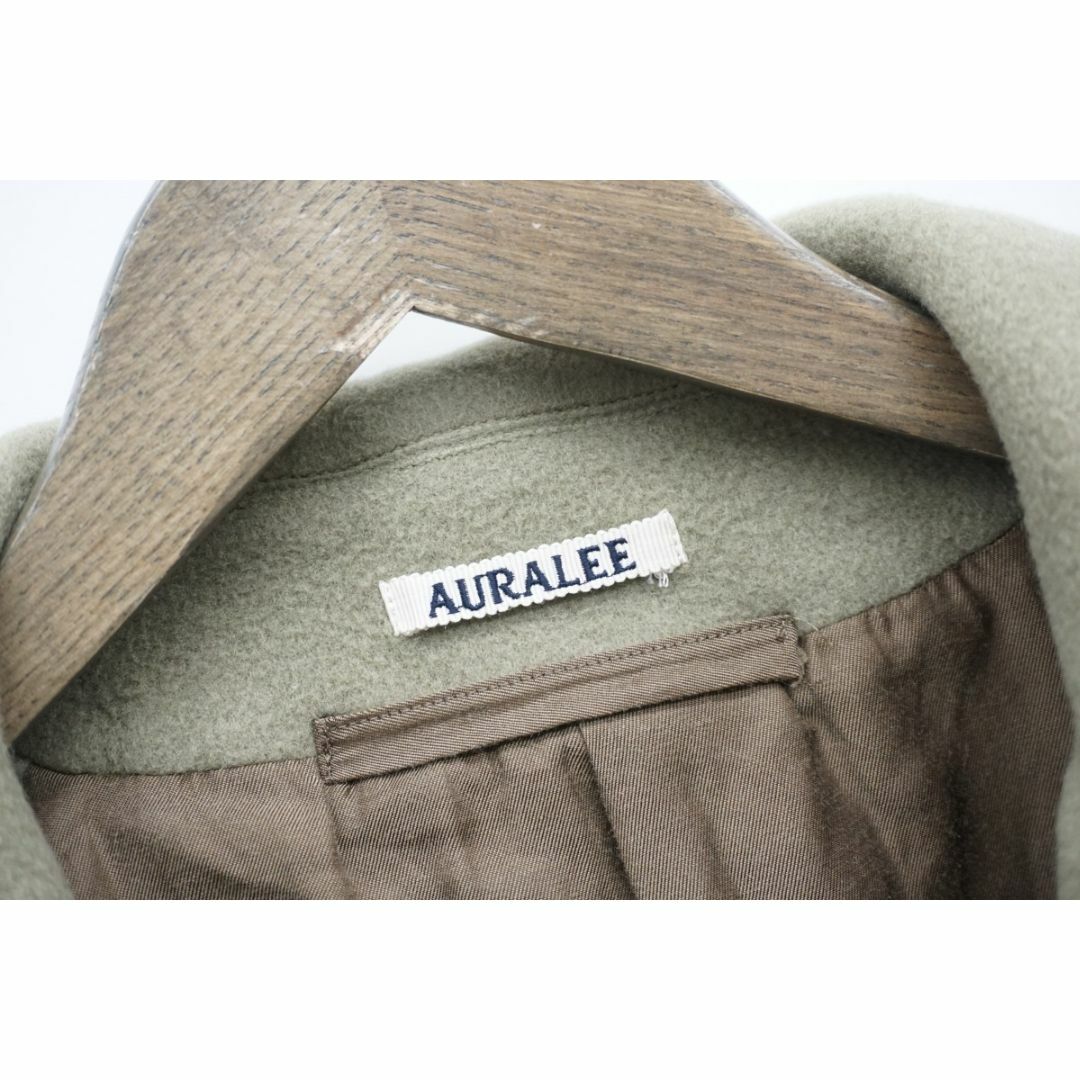 18AW AURALEE ビーバー メルトン Pコート 薄緑123O▲