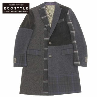 エトロ(ETRO)のエトロ ETRO エトロ Cashmere Blend Multi Patchwork Chestercoat カシミヤ混 パッチワーク チェスターコート メンズ グレー×ブラウン系 46 46(チェスターコート)