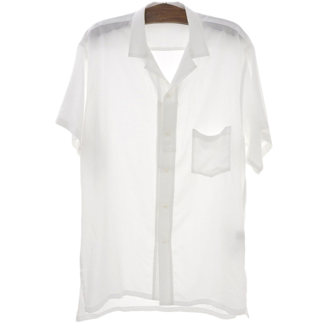 Yohji Yamamoto(ヨウジヤマモト)のヨウジヤマモト Yohji Yamamoto ヨウジヤマモト セルロース 開襟シャツ SLEEVE SHIRT WITH DECONSTRUCTED PLACKET トップス メンズ ホワイト 1 1 メンズのトップス(シャツ)の商品写真