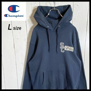 チャンピオン(Champion)のチャンピオン Champion パーカー フロッキープリントロゴ 90s 古着(パーカー)