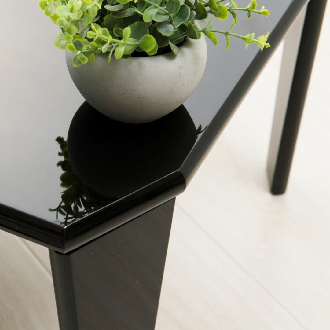  鏡面ローテーブル 折り畳み W75 ブラック インテリア/住まい/日用品の机/テーブル(ローテーブル)の商品写真