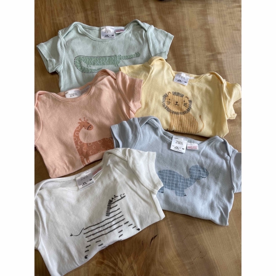 ZARA KIDS(ザラキッズ)のZARA  ベビー　半袖　ロンパース　5枚セット　68cm キッズ/ベビー/マタニティのベビー服(~85cm)(ロンパース)の商品写真