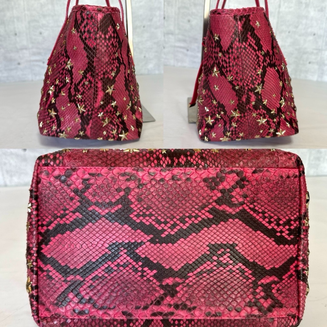 専用品JIMMY CHOO SASHA/S パイソン ピンクレッドハンドバッグ 専用品JIMMY CHOO SASHA/S パイソン ピンクレッドハンドバッグ