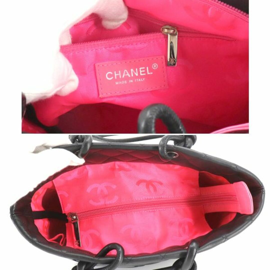 CHANEL(シャネル)の新品同様 シャネル CHANEL カンボンライン ミディアム トート バッグ レザー エナメル ブラック A25167 シルバー 金具 VLP 90208691 レディースのバッグ(トートバッグ)の商品写真