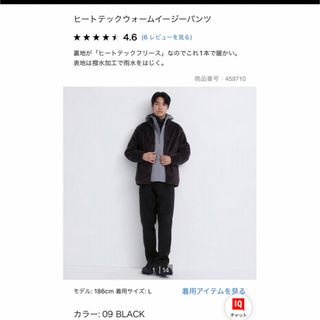 ユニクロ(UNIQLO)のユニクロ　ヒートテックテックウォームイージーパンツ　ブラック(ワークパンツ/カーゴパンツ)