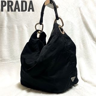 【限定価格】PRADA プラダ ショルダーバッグ トライアングルロゴ 肩掛け 斜め掛け メンズ レディース 男女兼用 かばん 鞄 1BG435 ナイロン  レザー   ブラック 黒 シルバー金具 ユニセックス 美品【品】