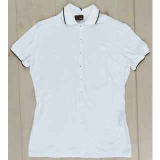 フェンディ(FENDI)のK02 FENDI フェンディ 1Pロゴ 半袖 ポロシャツ 44 ホワイト(ポロシャツ)