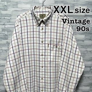 ヴィンテージ(VINTAGE)のUSA古着　90s　BERETTA　ネルシャツ　ホワイト　チェック柄　カラフル(シャツ)