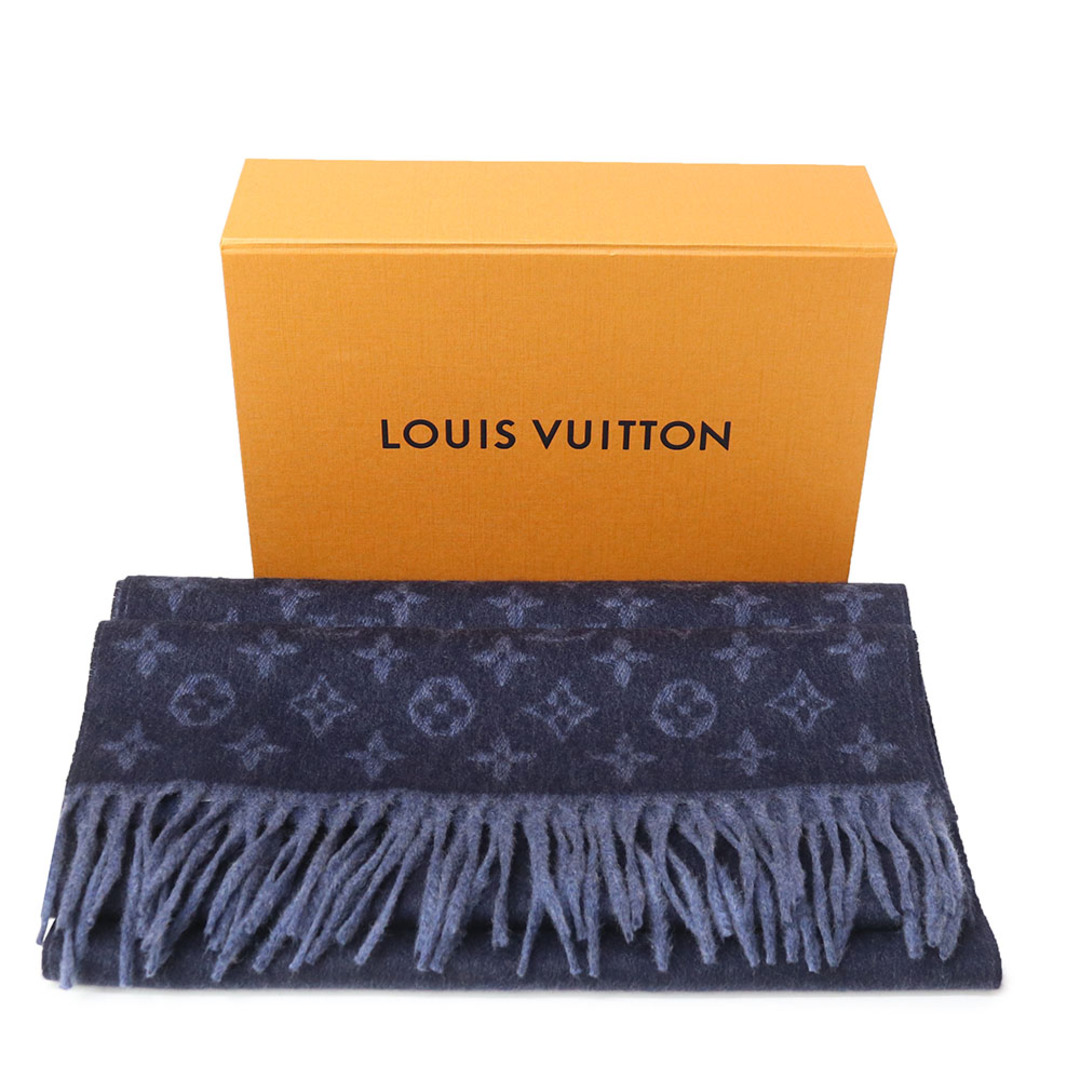 約345cm長さ【ABランク】LOUIS VUITTON ルイヴィトン マフラー モノグラム・グラディエント M70257  カシミヤ ウール ネイビー エシャルプ ストール 【ISEYA】