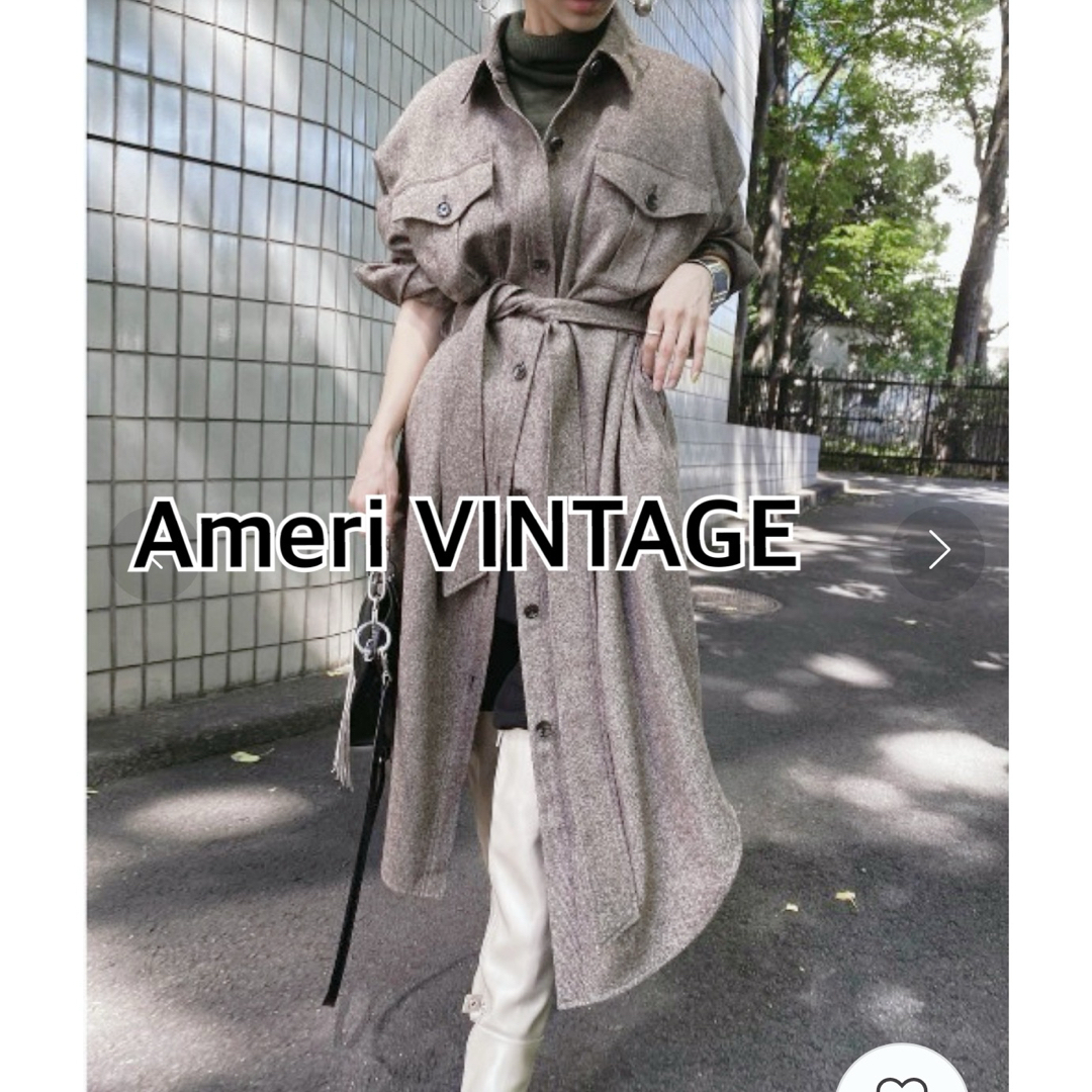 Ameri VINTAGE(アメリヴィンテージ)のAmeri VINTAGEアメリヴィンテージ　ウールロングシャツコート★ブラウン レディースのジャケット/アウター(ロングコート)の商品写真