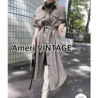 アメリヴィンテージ(Ameri VINTAGE)のAmeri VINTAGEアメリヴィンテージ　ウールロングシャツコート★ブラウン(ロングコート)