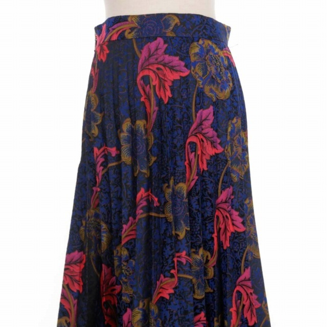 KAREN WALKER(カレンウォーカー)のカレンウォーカー フラワージャガード プリーツスカート4 ネイビー レディースのスカート(ひざ丈スカート)の商品写真