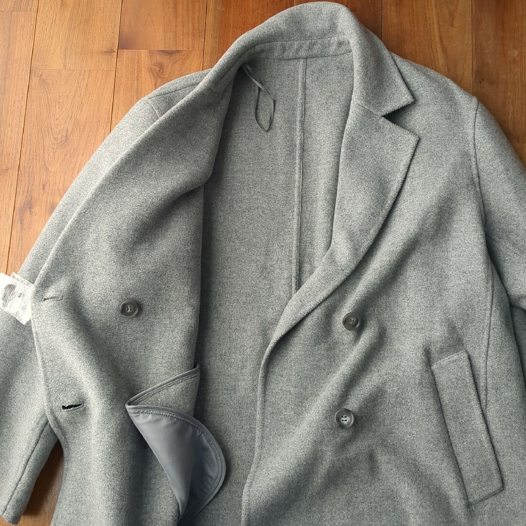 UNIQLO - UNIQLO ダブルフェイスショートコート グレー XL UNIQLO - UNIQLO ダブルフェイスショートコート グレー XL