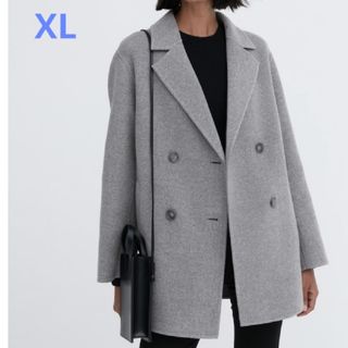 UNIQLO - UNIQLO ダブルフェイスショートコート グレー XL UNIQLO - UNIQLO ダブルフェイスショートコート グレー XL