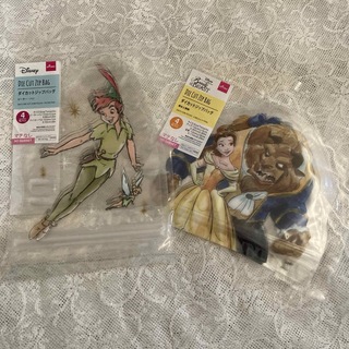 ディズニー(Disney)の新品未使用　ディズニー　ダイカットジップバッグ　美女と野獣　ピーターパン(キャラクターグッズ)