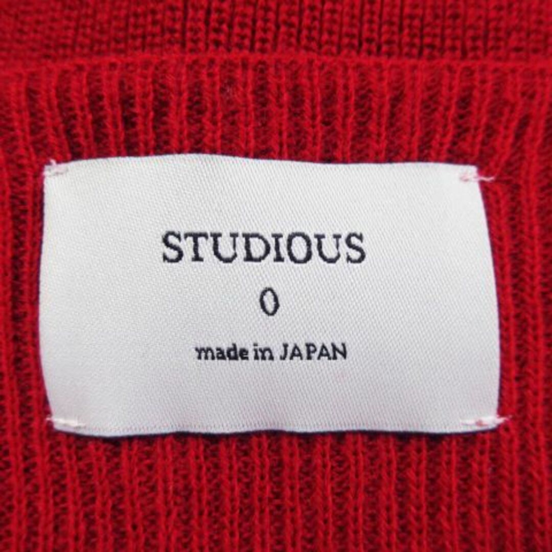 STUDIOUS(ステュディオス)のSTUDIOUS 長袖ニット Vネック リブ 0 赤 210625MN3A レディースのトップス(ニット/セーター)の商品写真