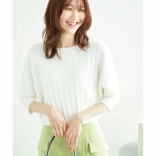 ロペピクニック(Rope' Picnic)の【オフホワイト（15）】プリーツドルマンニットプルオーバー/UVカット・洗濯機OK(ニット/セーター)