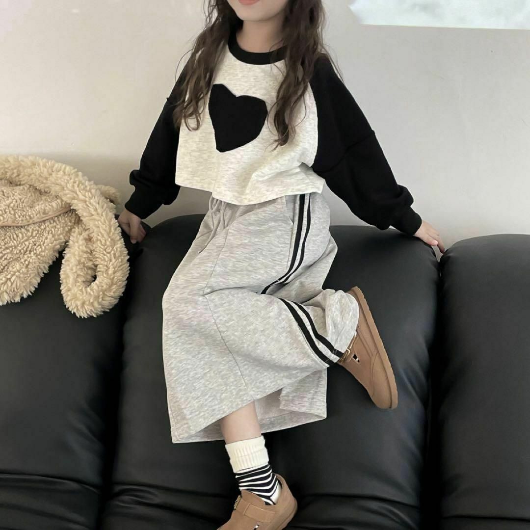 100cm スウェットロングスカート　ライン　マキシ丈　女の子 キッズ/ベビー/マタニティのキッズ服女の子用(90cm~)(スカート)の商品写真